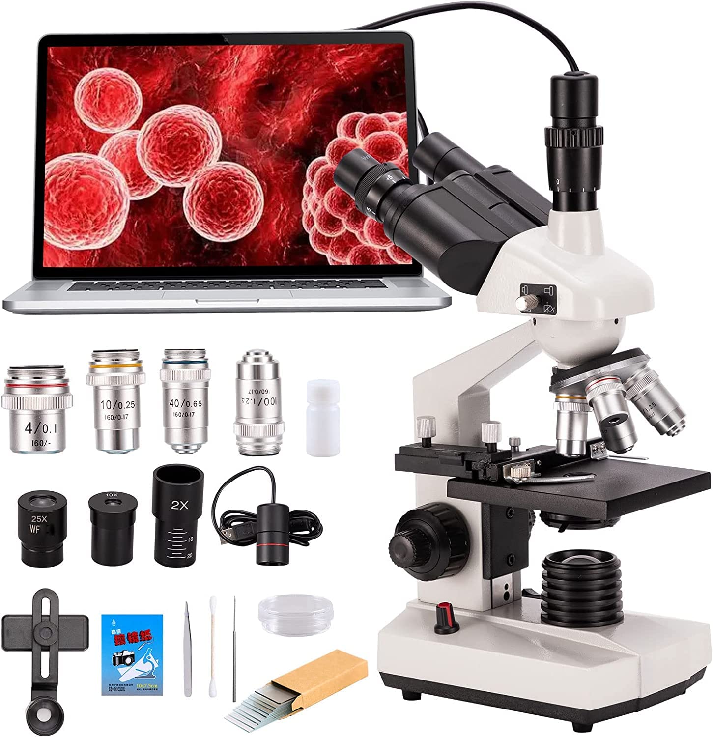 Compound trinocular Microscope, 40X-5000X Magnification