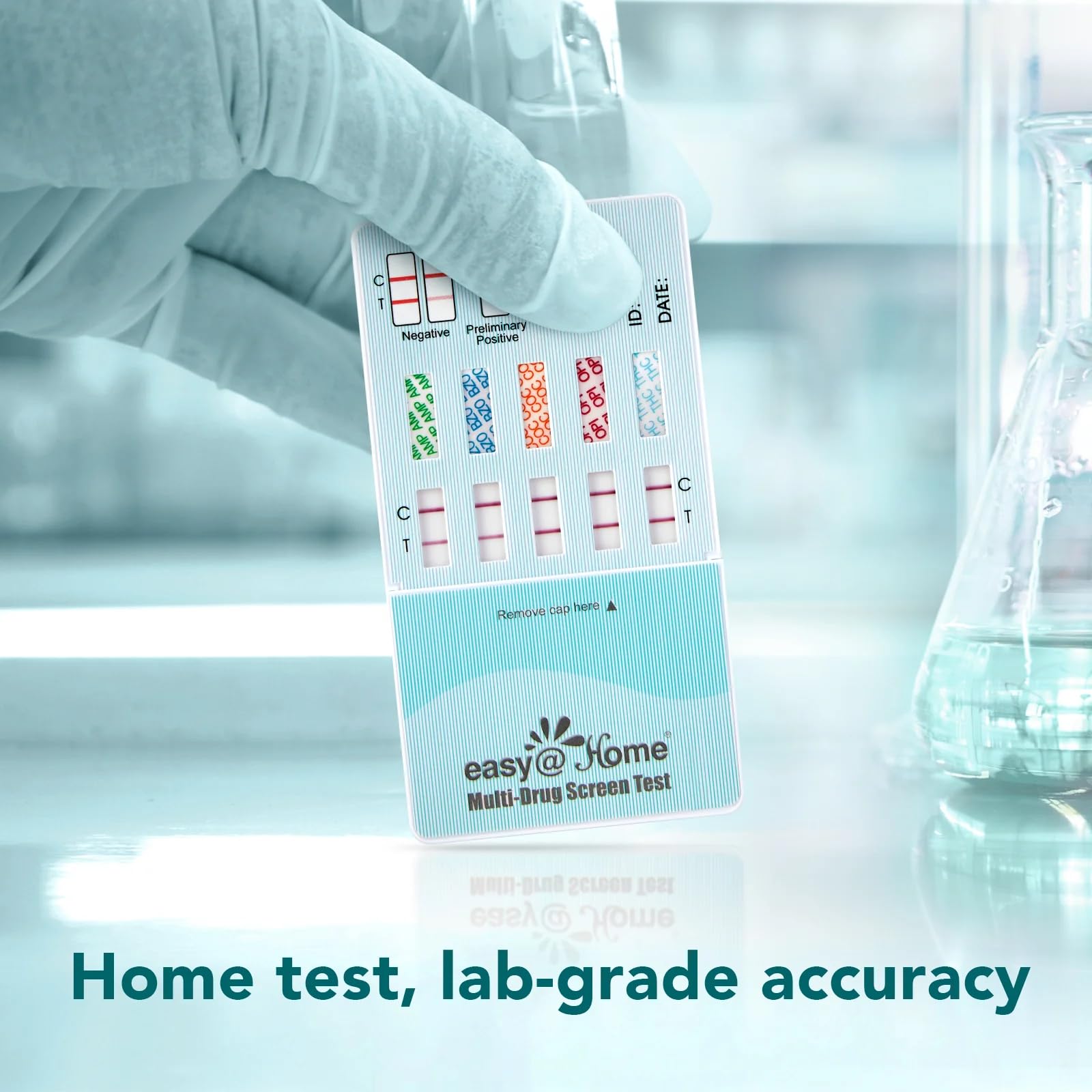 5 Pack Easy@Home 5 Panel Instant Drug Test Kits - Testing Marijuana (THC), COC, OPI 2000, AMP, BZO - Urine Dip Drug Testing - #EDOAP-754