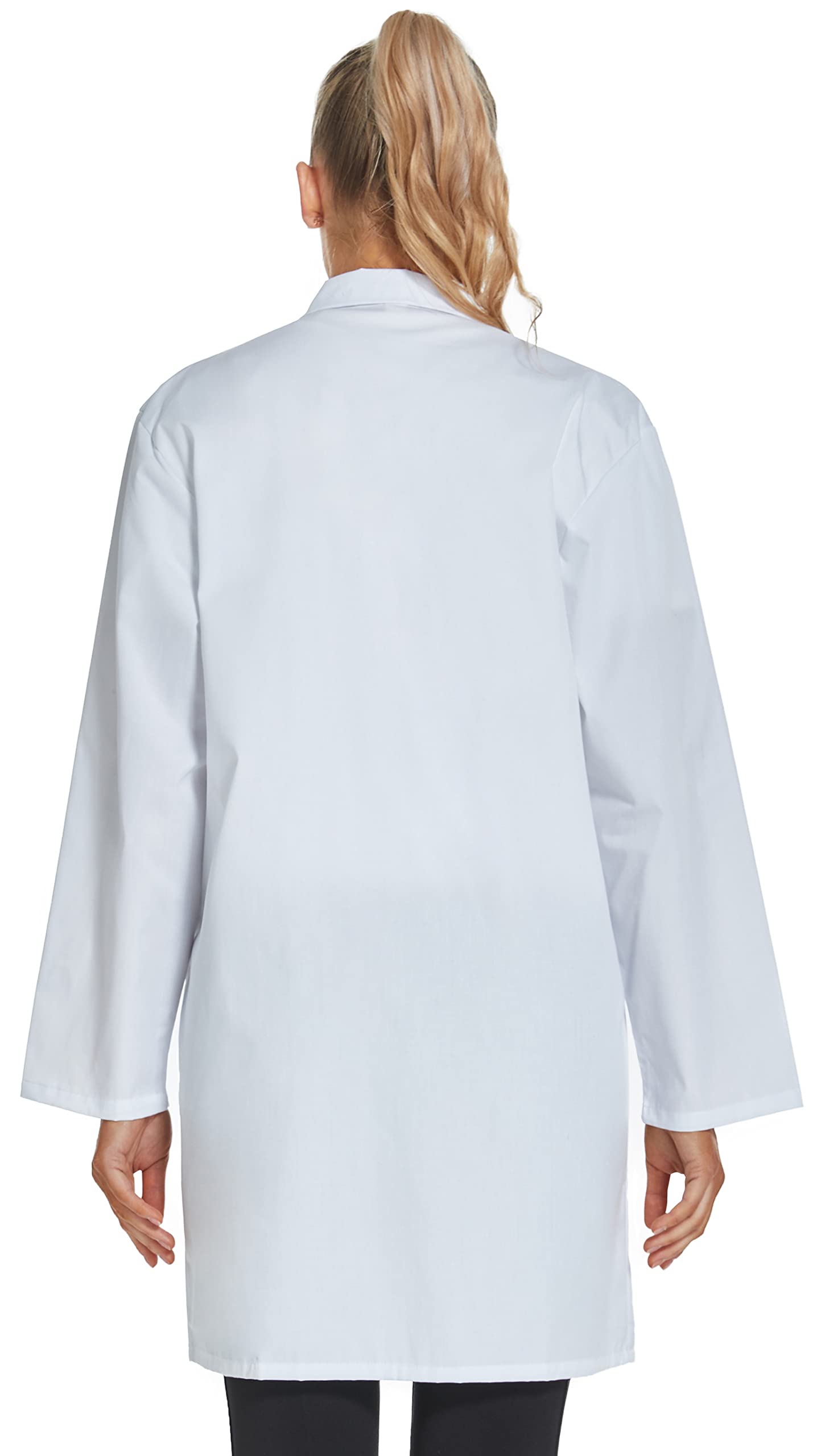 VOGRYE Professional Lab Coat for Women Long Sleeve, White, Unisex L
