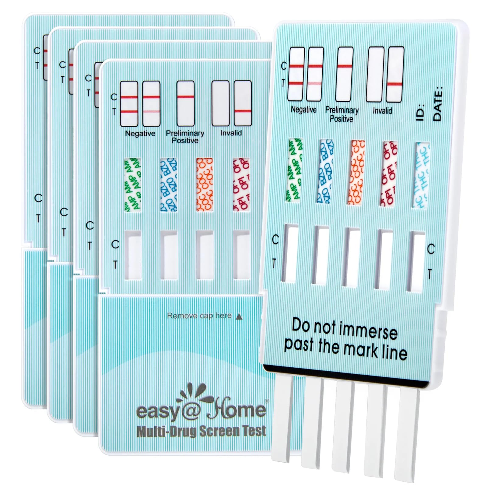 5 Pack Easy@Home 5 Panel Instant Drug Test Kit - Մարիխուանայի փորձարկում (THC), COC, OPI 2000, AMP, BZO - մեզի թաթախման դեղերի թեստավորում - #EDOAP-754